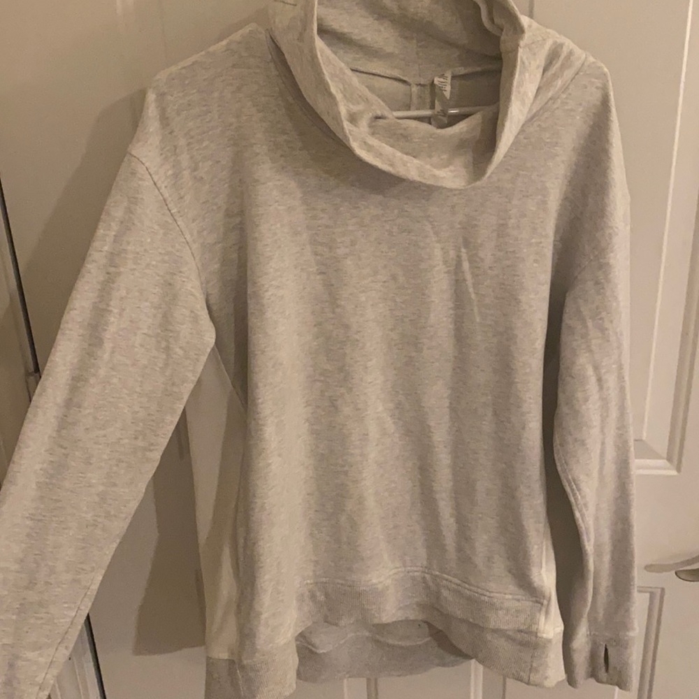 Cowlneck sweatshirt, gray & white